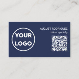 Tarjeta De Visita Personalizado QR Code Business Logo Azul de la Mar