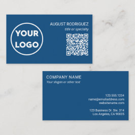 Tarjeta De Visita Personalizado QR Code Business Logo Azul moderno