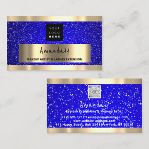 Tarjeta De Visita Personalizado QR CODE Logo Gold Blue