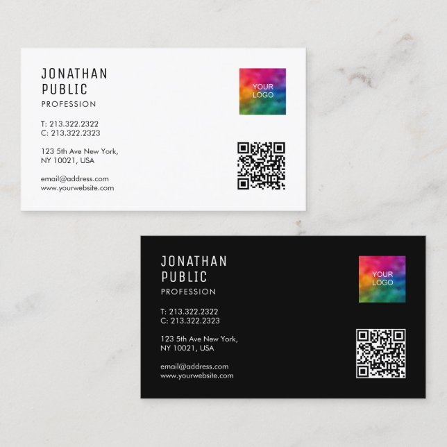 Tarjeta De Visita Personalizado QR Code Logo Moderno y elegante plan (Anverso / Reverso)