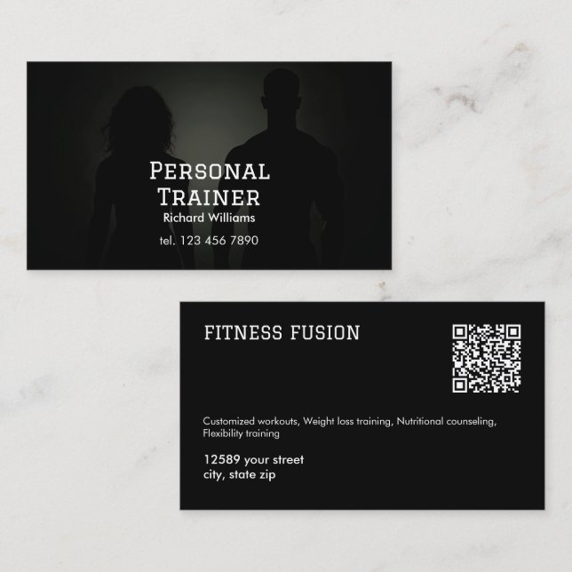 Tarjeta De Visita Personalizado QR Entrenador personal (Anverso / Reverso)