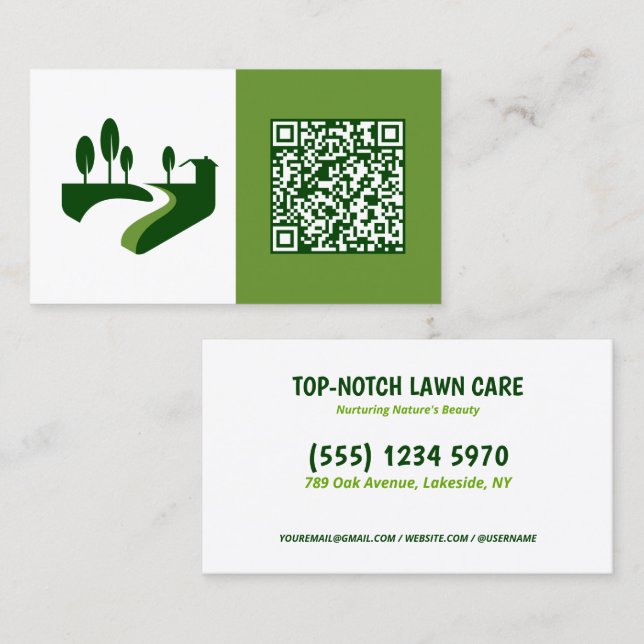Tarjeta De Visita Personalizado QR Lawn Mower (Anverso / Reverso)