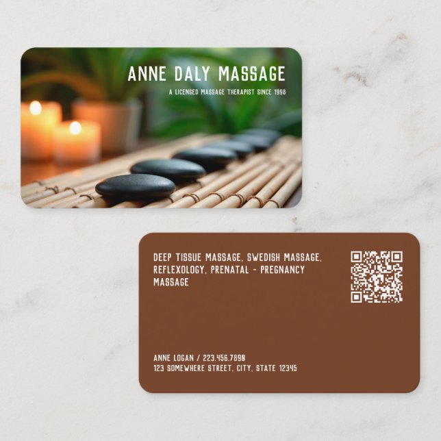 Tarjeta De Visita Personalizado QR Massage Spa (Anverso / Reverso)