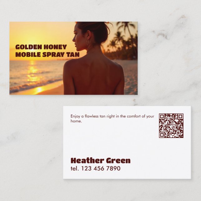 Tarjeta De Visita Personalizado QR Mobile Spray Tanning (Anverso / Reverso)