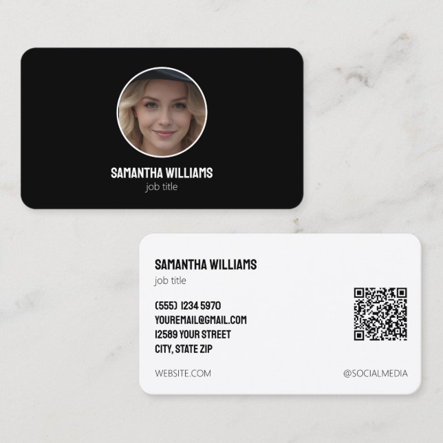 Tarjeta De Visita Personalizado QR o logotipo (Anverso / Reverso)