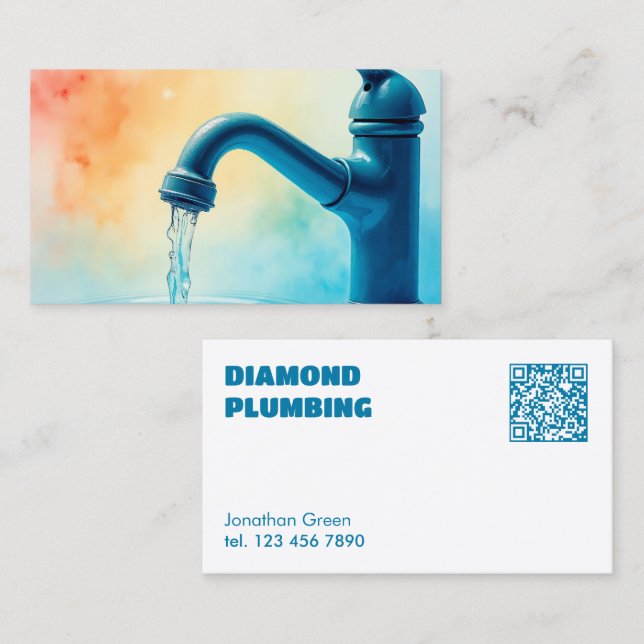 Tarjeta De Visita Personalizado QR Plumber (Anverso / Reverso)