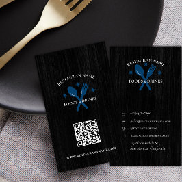 Tarjeta De Visita Personalizado QRCode Wood Textured Restaurant Logo