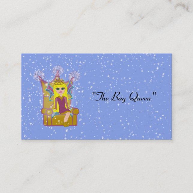 Tarjeta De Visita Personalizado Queen Fairy Long Blona Hair Green Ey (Anverso)