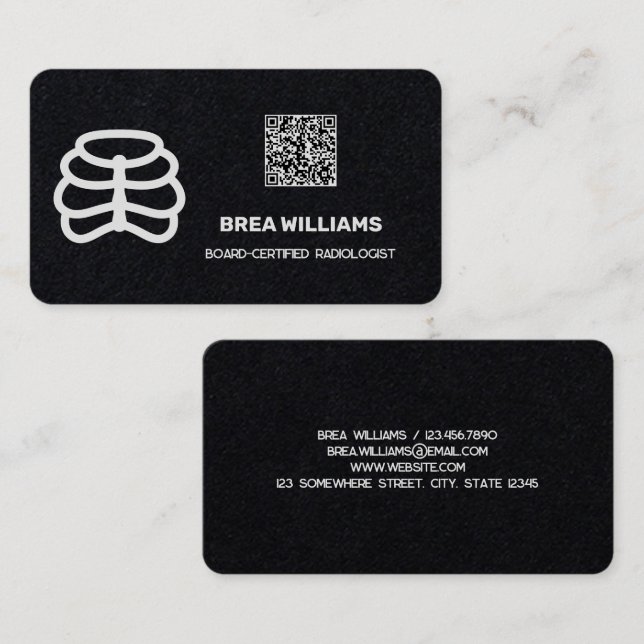 Tarjeta De Visita Personalizado radiólogo QR (Anverso / Reverso)