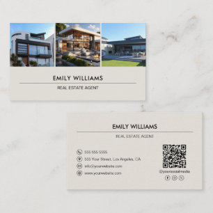 Tarjeta De Visita Personalizado Real Estate Foto Código QR Medios So