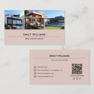 Tarjeta De Visita Personalizado Real Estate Foto QR Medios sociales 