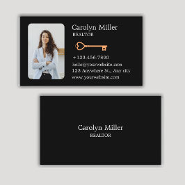 Tarjeta De Visita Personalizado Realtor Photo & Gold Key