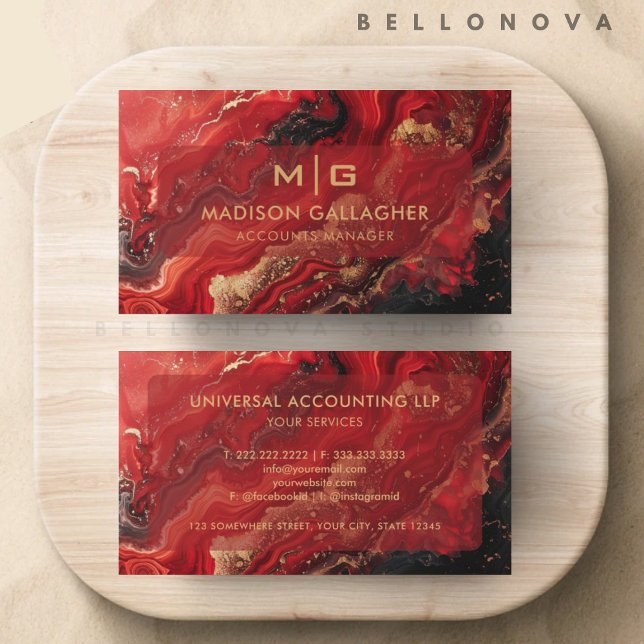 Tarjeta De Visita Personalizado Red Black Gold Space Cosmos Profesio (Custom Red Black Gold Space Cosmos Professional Business Card)