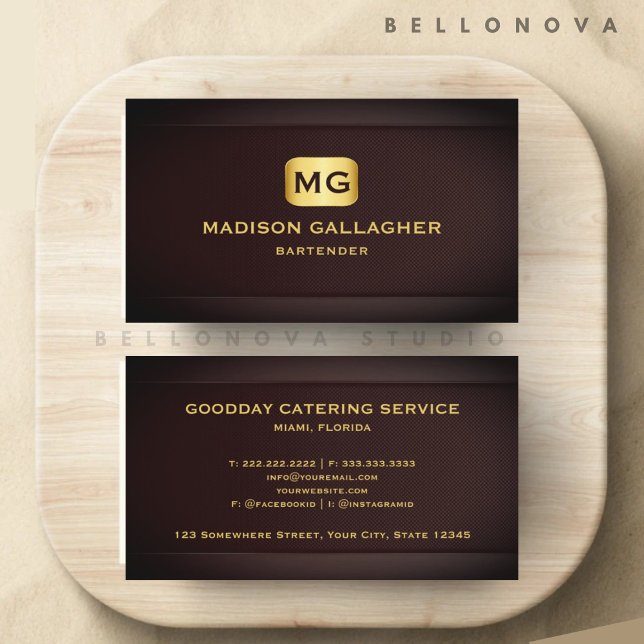 Tarjeta De Visita Personalizado Red Maroon Gold Food Bebida Profesio (Custom Red Maroon Gold Food Beverage Professional Business Card)