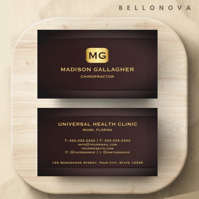 Tarjeta De Visita Personalizado Red Maroon Gold Healthcare (Custom Dark Red Maroon Gold Healthcare Business Card)
