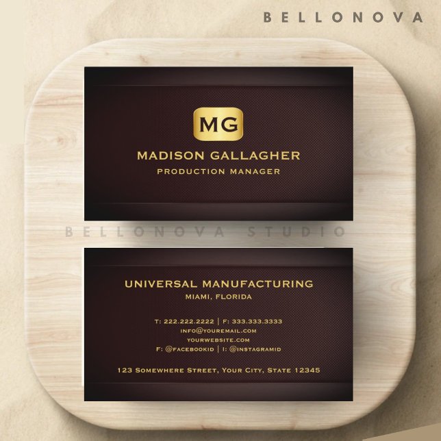 Tarjeta De Visita Personalizado Red Maroon Gold Manufacturing Profes (Custom Red Maroon Gold Manufacturing Professional Business Card)