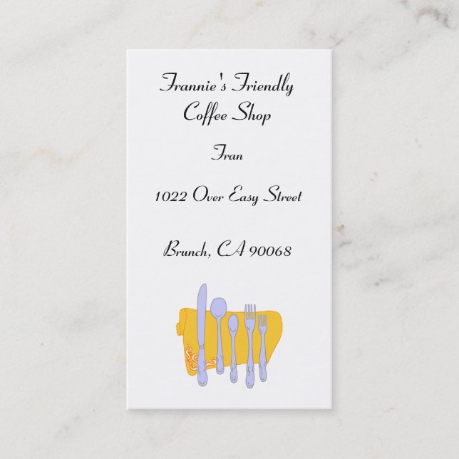 Tarjeta De Visita Personalizado Restaurant Dinnerware Business Card  (Anverso)