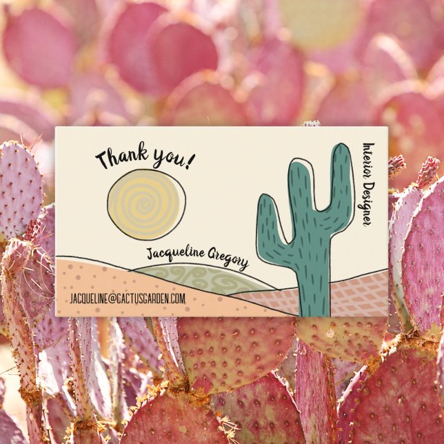 Tarjeta De Visita Personalizado Retro Desert Cactus plantilla de agr (Subido por el creador)