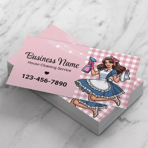 Tarjeta De Visita Personalizado Retro Servicio de limpieza de casas 