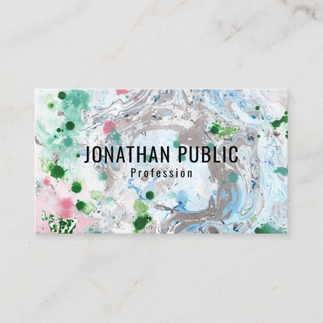 Tarjeta De Visita Personalizado Rosa Azul Verde Verde Moda Arte abst (Anverso)