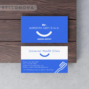 Tarjeta De Visita Personalizado Royal Blue White Dentits Médicas Fan
