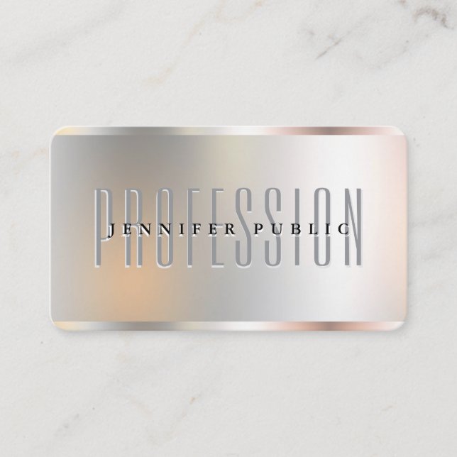 Tarjeta De Visita Personalizado Silver Metallic Look Luxury Premium  (Anverso)