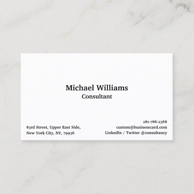 Tarjeta De Visita Personalizado Simple Blanco Profesional Moderno Mi (Anverso)