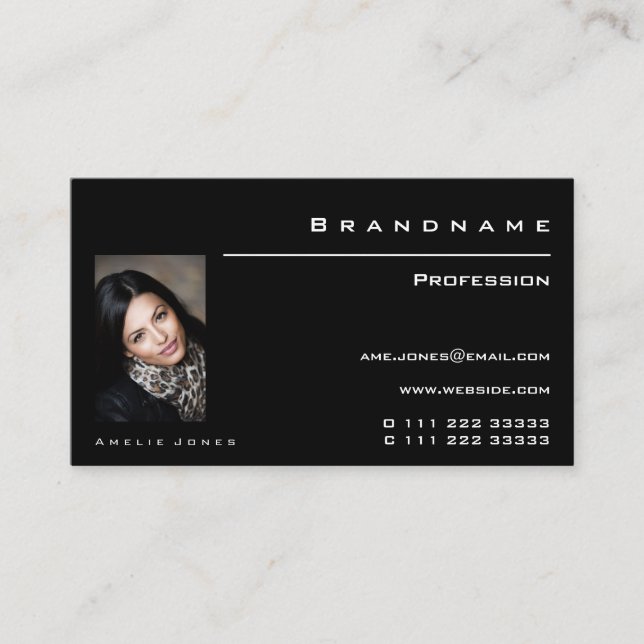 Tarjeta De Visita Personalizado simple en blanco y negro (Anverso)