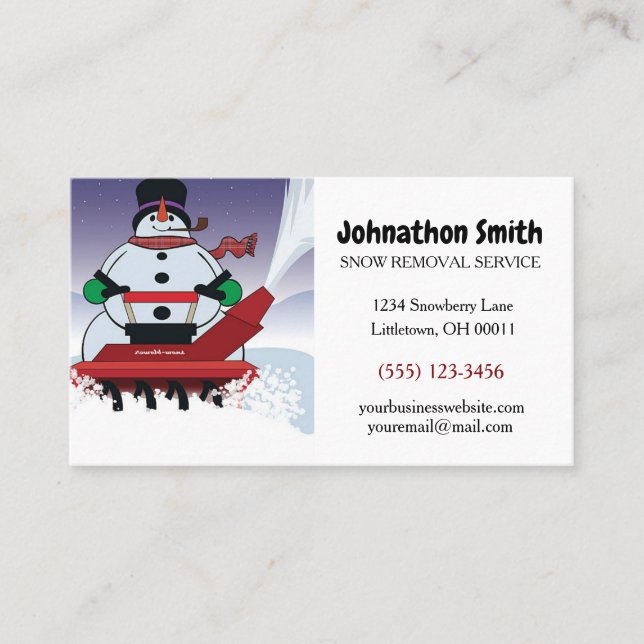 Tarjeta De Visita Personalizado Snowman Snow Remodelation Service (Anverso)