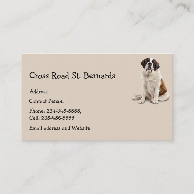 Tarjeta De Visita Personalizado St. Bernard Perro Mascota Logotipo A (Anverso)