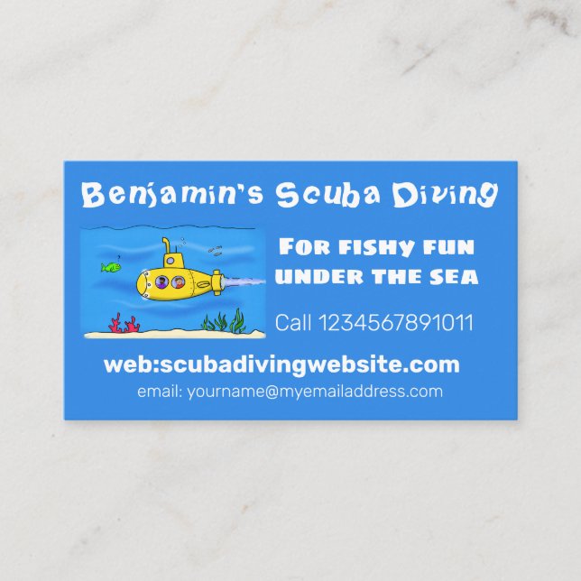 Tarjeta De Visita Personalizado submarino feliz (Anverso)