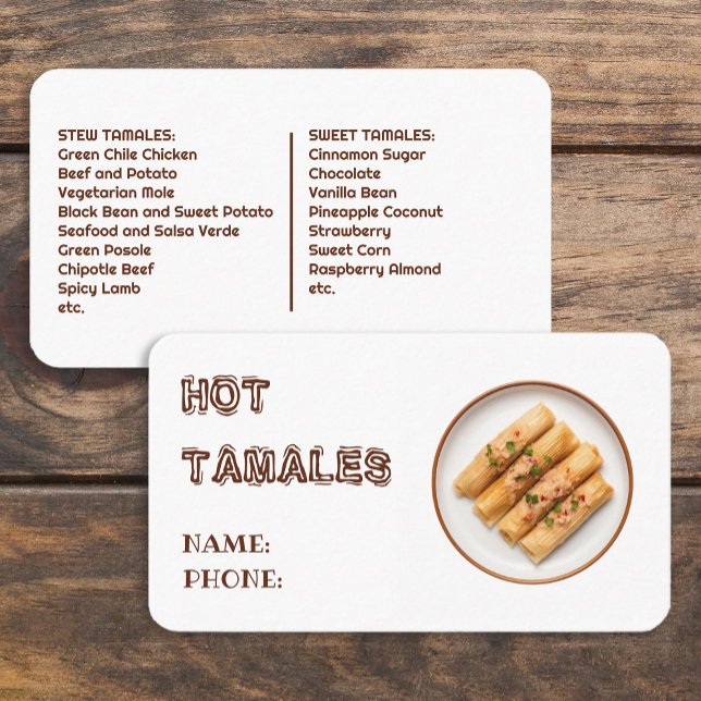 Tarjeta De Visita Personalizado Tamales (Custom Tamales Business Cards)