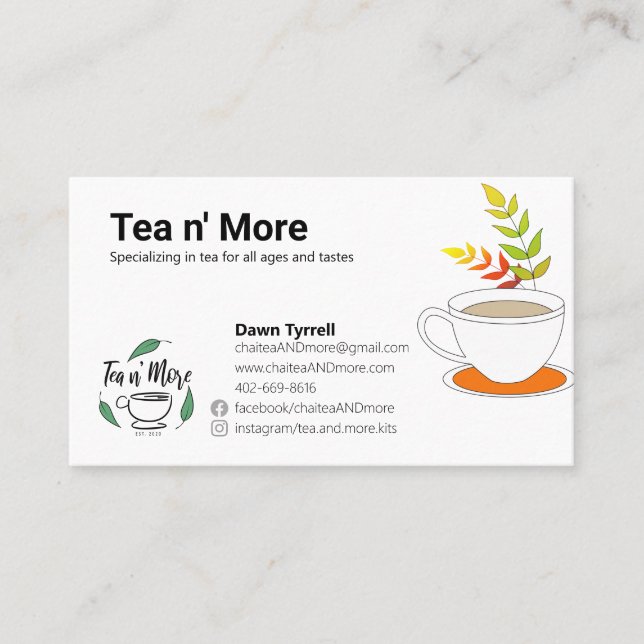 Tarjeta De Visita Personalizado Tea Company  (Anverso)