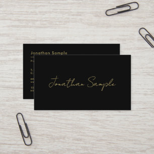Tarjeta De Visita Personalizado Texto Código QR Elegante Mínimo Oro 