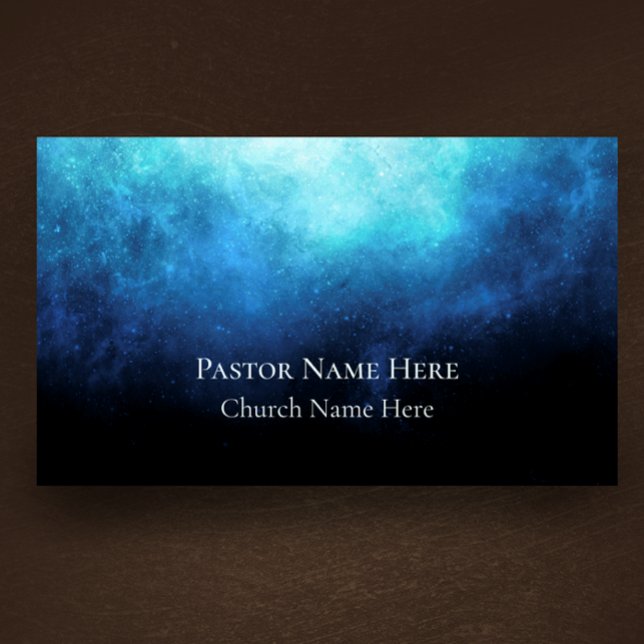Tarjeta De Visita Personalizado Texto Iglesia cristiana Pastor Perso (Personalize this modern cool business card. Blue nebula on black custom business card.)