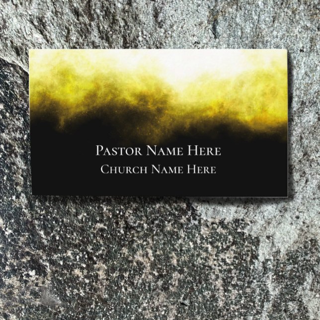 Tarjeta De Visita Personalizado Texto Iglesia cristiana Pastor Perso (Unique golden light nebula business card. Customize with contacts and custom text on back.)