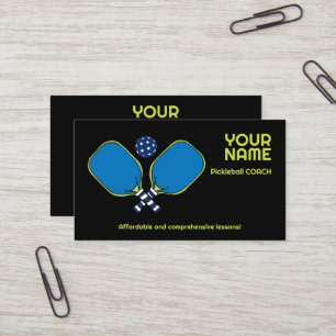 Tarjeta De Visita Personalizado texto verde y azul Pickleball