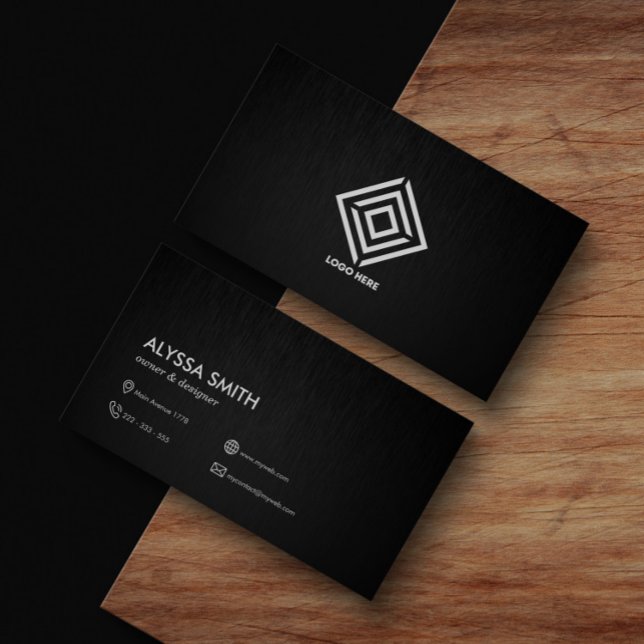 Tarjeta De Visita Personalizado Textura metálica mínima moderna simp (Subido por el creador)