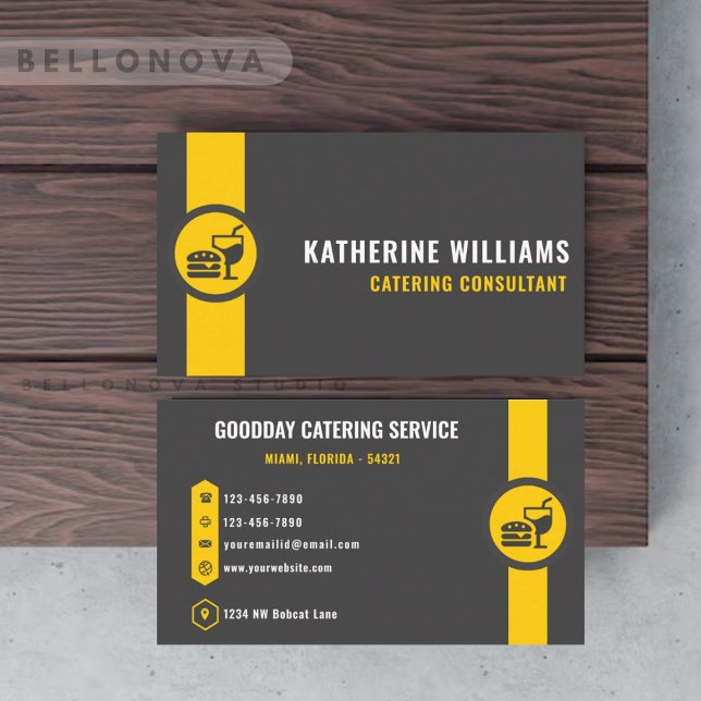 Tarjeta De Visita Personalizado Transporte amarillo negro gris oscur (Custom Dark Grey Black Yellow Transportation Business Card)