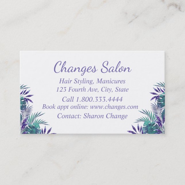 Tarjeta de visita Personalizado Tropical Purple Ha (Anverso)