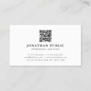 Tarjeta De Visita Personalizado Tu Texto Código QR Moderno Elegante 