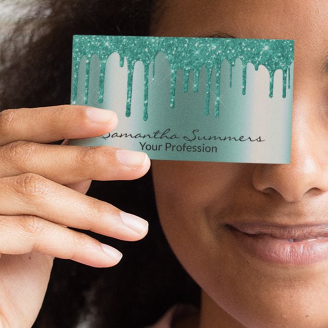Tarjeta De Visita Personalizado único de Robin's Egg Blue Drips Meta (Subido por el creador)