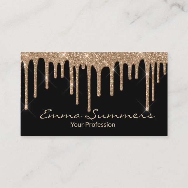 Tarjeta De Visita Personalizado único elegante y elegante de oro (Anverso)