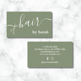 Tarjeta De Visita Personalizado verde Sage Barber Shop Sage