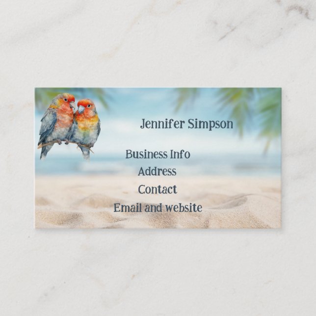 Tarjeta De Visita Personalizado Watercolor Tropical Parrot Business (Anverso)