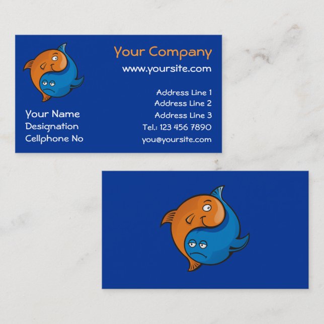 Tarjeta De Visita Personalizado Yin Yang Fish (Anverso / Reverso)