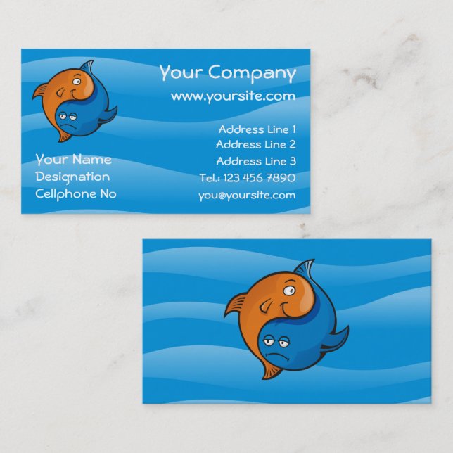 Tarjeta De Visita Personalizado Yin Yang Fish (Anverso / Reverso)