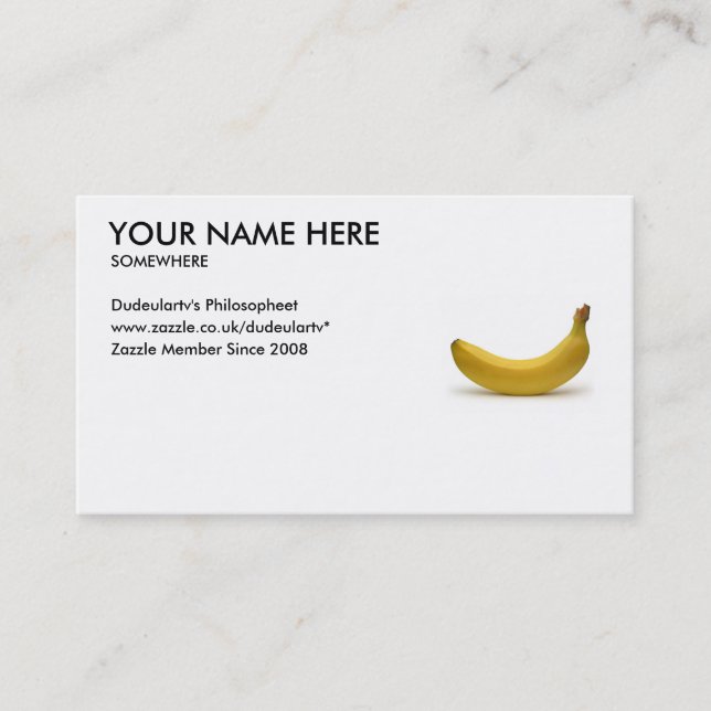 Tarjeta De Visita Personalizar BRITÁNICO su plátano Reino Unido de (Anverso)