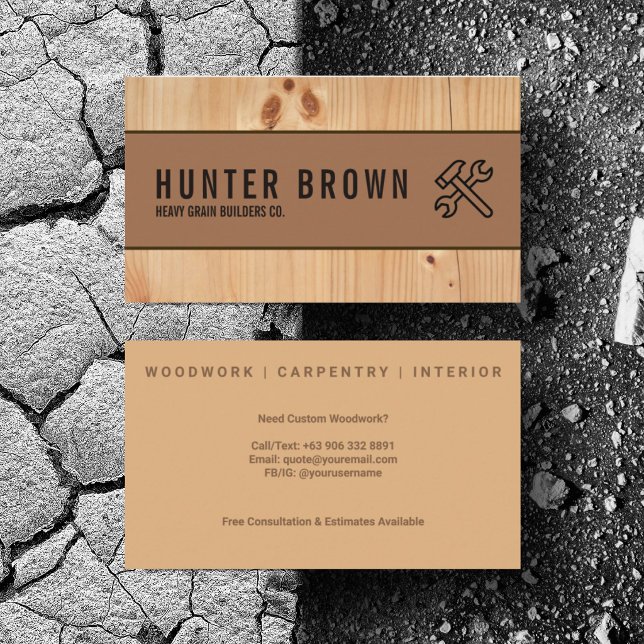Tarjeta De Visita Personalizar Carpintería de Mano de Obra de Constr (Personalize with your business card details)