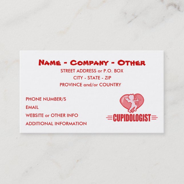 Tarjeta De Visita Personalizar Cupido Amor (Anverso)